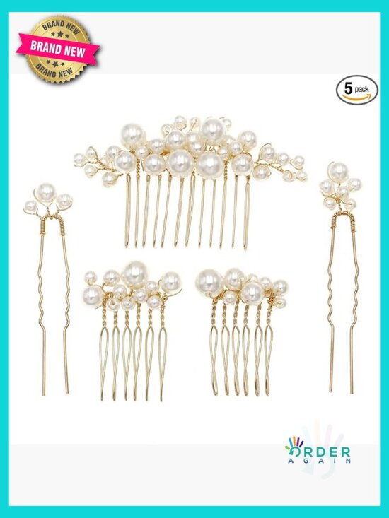 Pearl Hair Combs and Pins Set Elegant Bridal Prom Hair Accessories Handmade main image 4